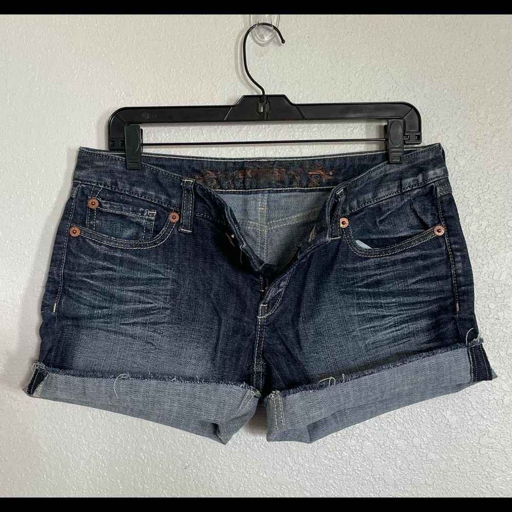 Express Raw Edge Dark Wash Blue Jean Shorts - Size 6